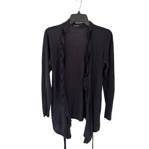 MAGASCHONI Cotton Cardigan Ruffled Front Belt Brown Long Sleeve Size Small